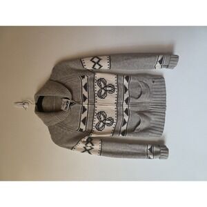 TNA Grey Logo Cowichan Zip Sweater